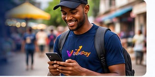 ViralPay marketer using a mobile phone